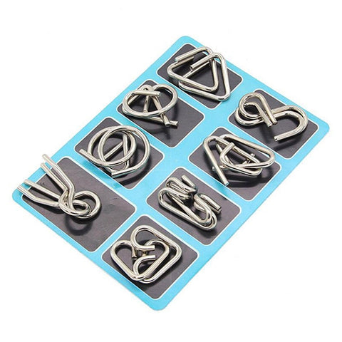 8pcs/Set Metal Puzzle Nine Links Series Puzzle IQ Mind Brain Teaser Puzzles Game Toy Kids Early Educational Toys Gift For Child