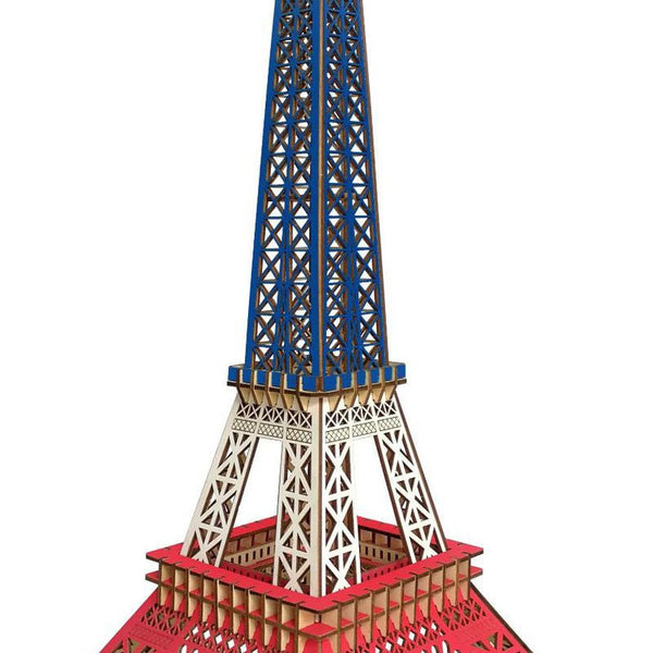 Color Paris Eiffel Tower 3D Wood Puzzle Laser Cutting Craft Wood Puzzle Educational Toy Wood Puzzle Home Decoration