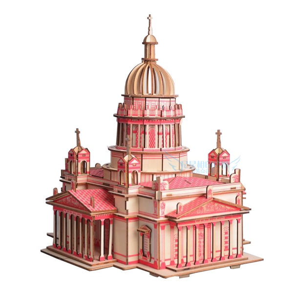 wooden toy 3D puzzle hand work DIY assemble game woodcraft kit Russia famous building Issa Kiev Cathedral birthday gift 1pc
