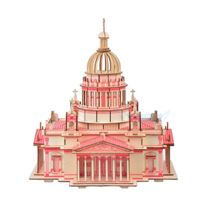 wooden toy 3D puzzle hand work DIY assemble game woodcraft kit Russia famous building Issa Kiev Cathedral birthday gift 1pc